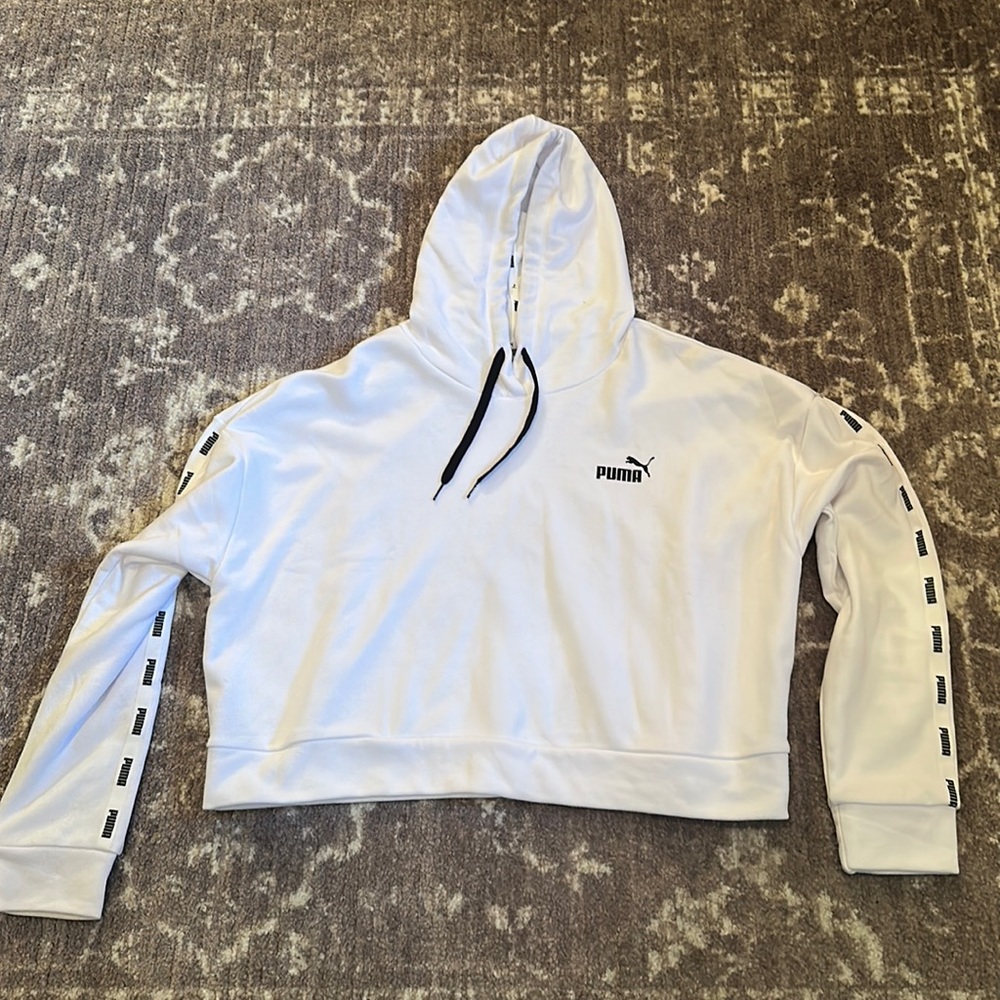 PUMA white crop hoodie